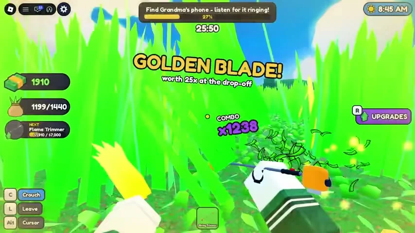 Golden blade value message in recorded gameplay