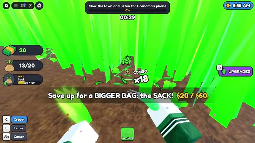 Tutorial prompt to save for the bigger Sack bag