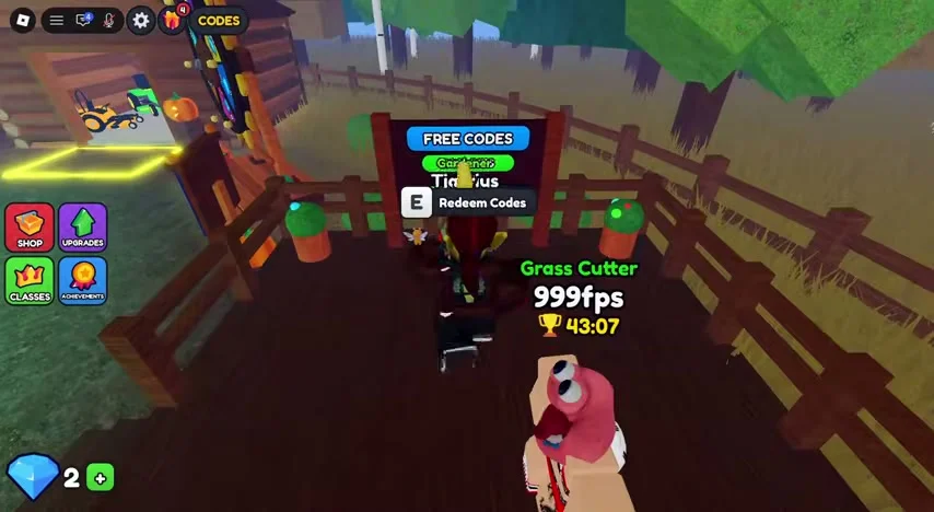 Lobby CODES label and free codes sign